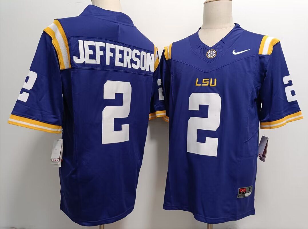 2024 NCAA Men LSU Tigers #2 Justin Jefferson blue Nike jerseys->ncaa teams->NCAA Jersey